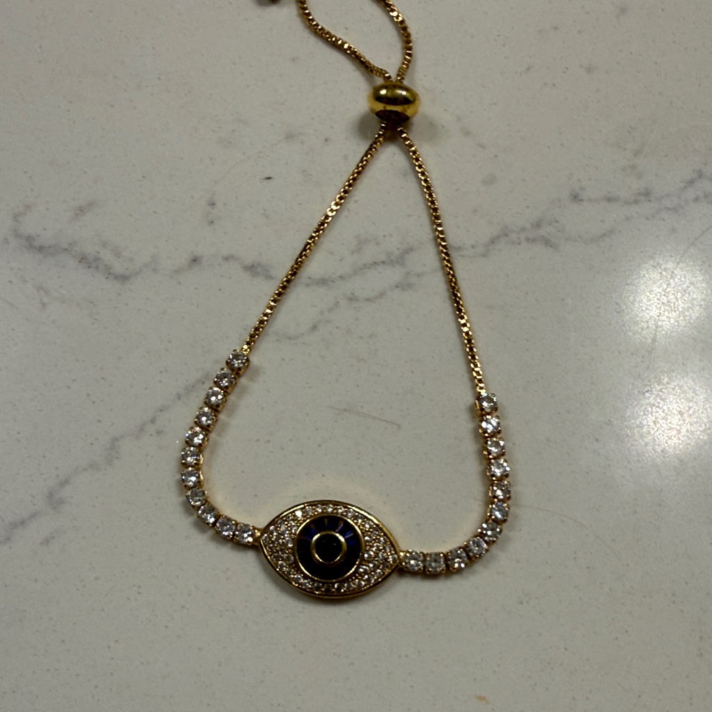Elegant Gold And Black Evil Eye Adjustable Bracelet